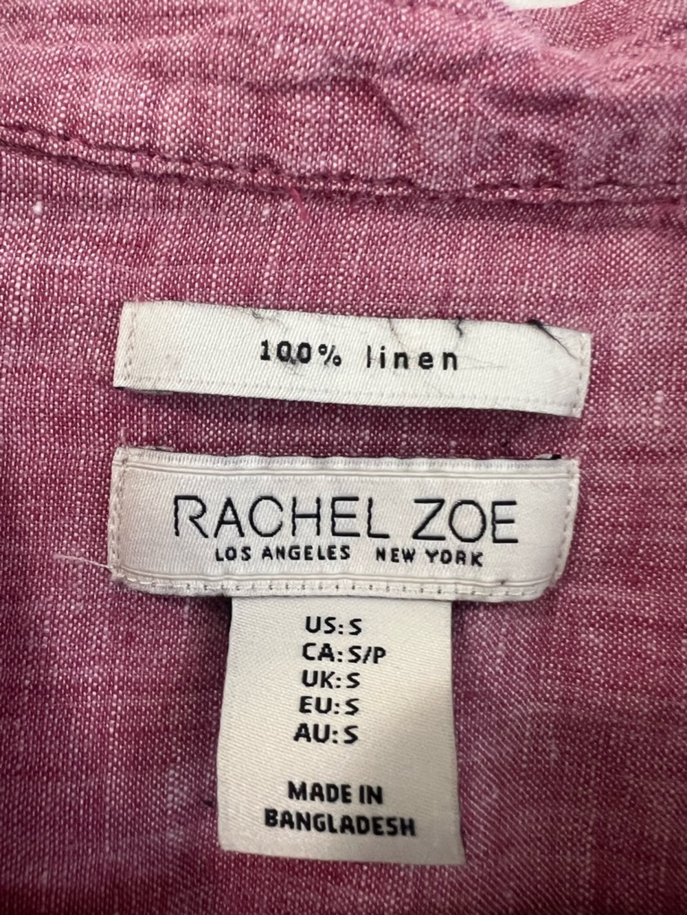 Rachel Zoe Linen Button Front Shirt mauve color S - Picture 5 of 11